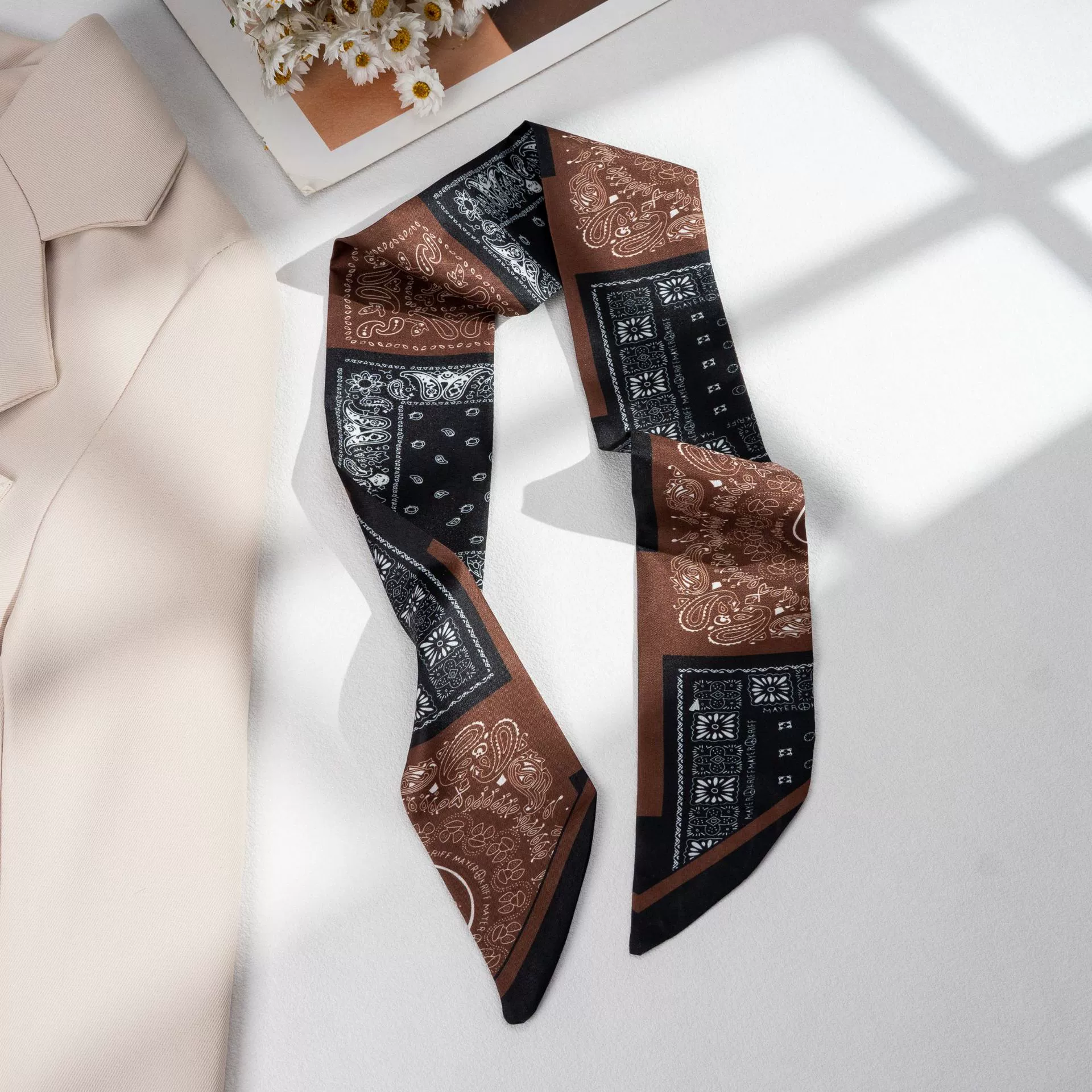 Silk Scarf Hairband (Suhang) long streamer 89×3.8 cm, lightweight gift box option