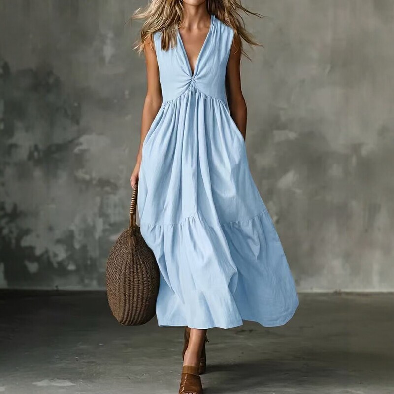 European and American Cross-Border Amazon 2026 New Summer Hot-Selling Sleeveless Loose Casual Solid Color Dress for Women European and American Cross-Border Amazon 2026 New Summer Hot-Selling Sleeveless Loose Casual Solid Color Dress for Women