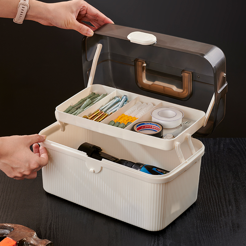 Caja de herramientas de hardware doméstico caja de almacenamiento caja de tornillo de maleta caja de herramientas pequeña caja de almacenamiento broca caja eléctrica