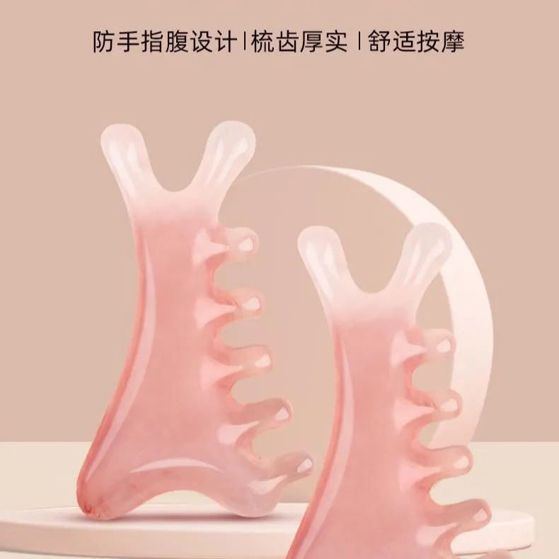 Massage Comb for Head Meridian, Gua Sha Comb, Nose Massager, Eye and Facial Resin Little Monster Massage Comb for Cervical Spine
