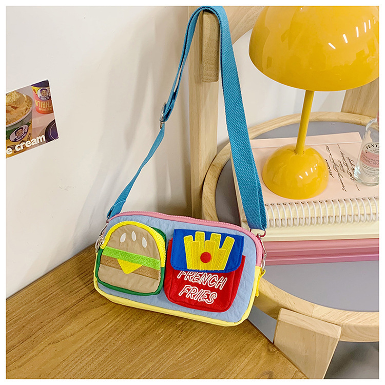 Caricatura lindas bolsas de hombro para niños, hamburguesas, papas fritas, bolsas de mochila para niños, nuevos bolsos de comercio exterior para niños