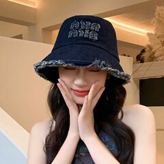 韩版秋季帽子女复古毛边牛仔渔夫帽户外遮脸百搭高级感显脸小盆帽