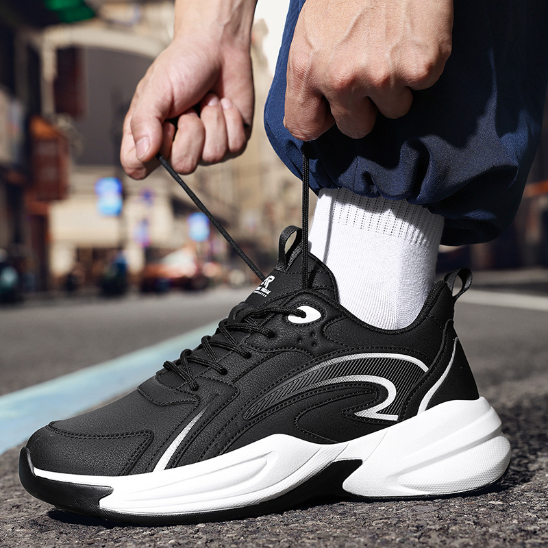 鞋子运动鞋男秋冬皮面防水保暖棉鞋老爹鞋休闲男鞋跨境大码跑步鞋