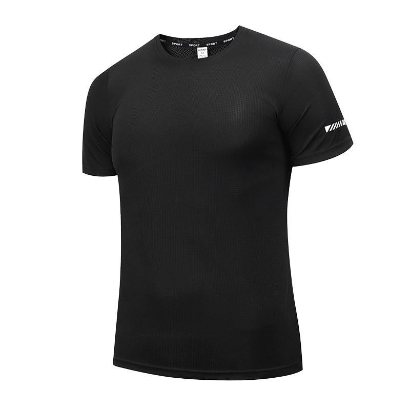 Camiseta deportiva unisex personalizada transfronteriza de manga corta con cuello redondo para verano, de secado rápido, para fitness y running, con impresión de logotipo.
