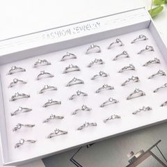 韓版手飾戒指女簡約盒裝鋯石開口可調節保色手環飾品批發