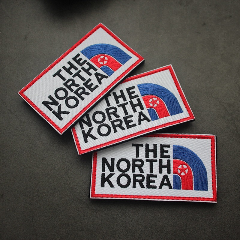 跨境货源户外魔术贴章#NorthKorea臂章刺绣DIY头盔背心DIY定制