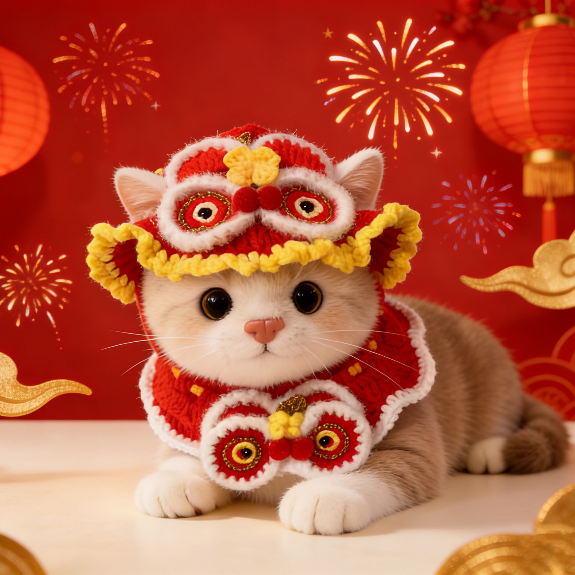 New Year Pet Scarf, Red Collar for Cats, Dog Collar with Wealth Symbol, Cute and Festive Photo Accessory