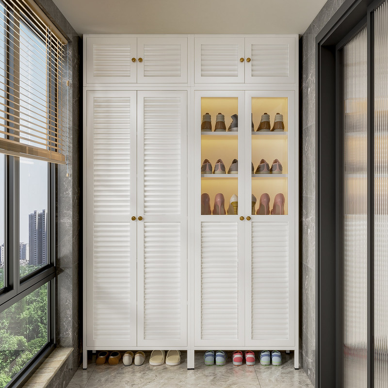 Steel Shoe Cabinet for Balcony Entrance, Adjustable Shoe Storage Cabinet, Moisture-Proof and Rust-Proof, Hallway Entryway Storage Cabinet