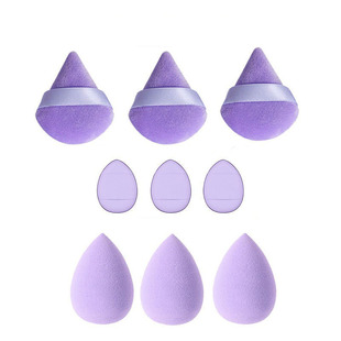 Cross-Border Popular Beauty Egg 9-Piece Set Mini Thumb Powder Puff Flocked Loose Powder Air Cushion Makeup Egg Makeup Egg