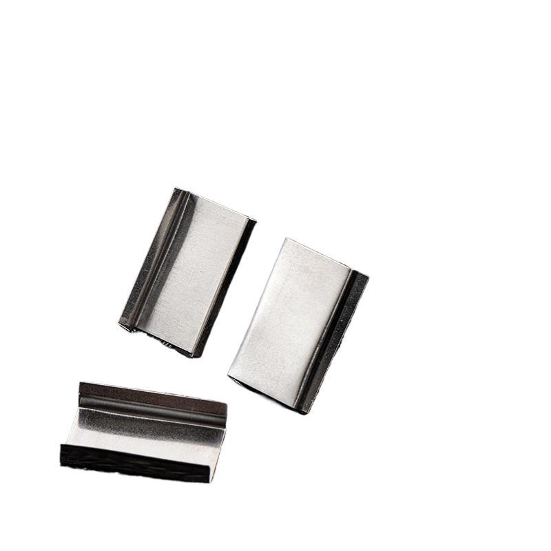 手动钢带打包机铁皮带扣A16-19mm烤蓝钢带凹槽打包扣全开口扣