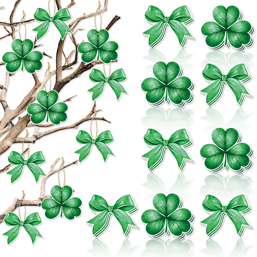 Día de San Patricio transfronterizo trébol arco colgante etiqueta de regalo de vacaciones irlandesas colgante