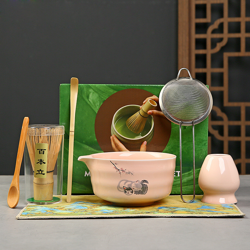 抹茶茶碗日本式抹茶宋代点茶道具陶磁器茶碗カップミキサー抹茶ブラシ茶コップセット|undefined
