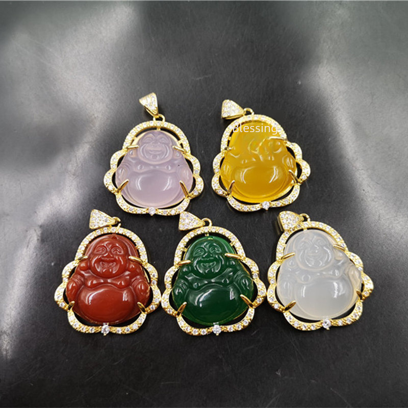 Golden agate stone inlay jade