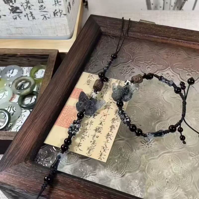 新中式水墨晕染手链新款国风手工编织简约气质古风手饰汉服配饰品|undefined