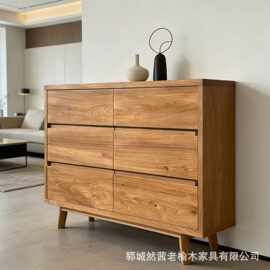 复古老榆木餐边柜家用玄关储物柜茶室茶水柜多抽屉收纳柜客厅斗柜