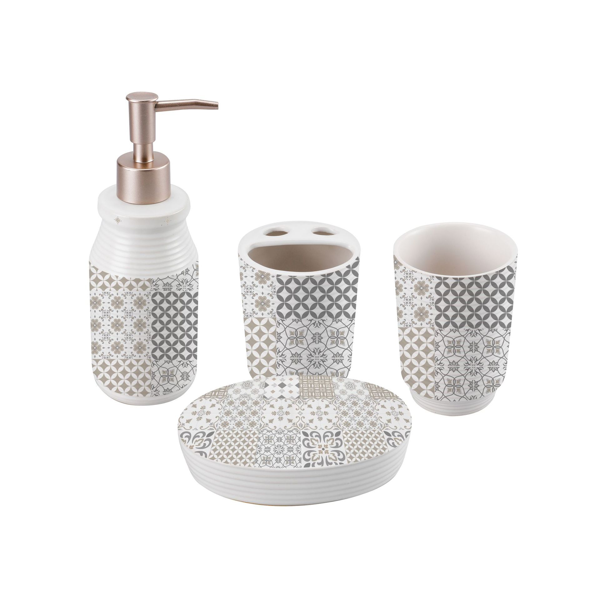 Traje de baño de cerámica impreso de estilo europeo creativo artículos de tocador para el hogar caja de regalo traje de lavado en caja de color conjunto de cuatro piezas