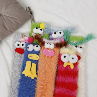 Funny cute ugly cute plush socks for women autumn and winter thickened warm plush floor socks home sleep socks mid-calf length socks