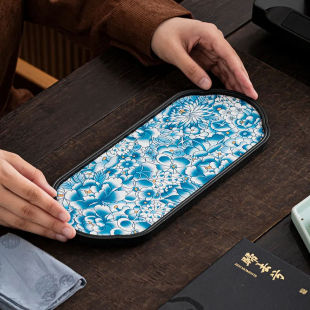 New Style Guofeng Absorbent Dry Soaking Tea Tray Tray Ceramic Household Dry Soaking Table Creative Quick-drying Kung Fu Tea Table Small Tea Tray