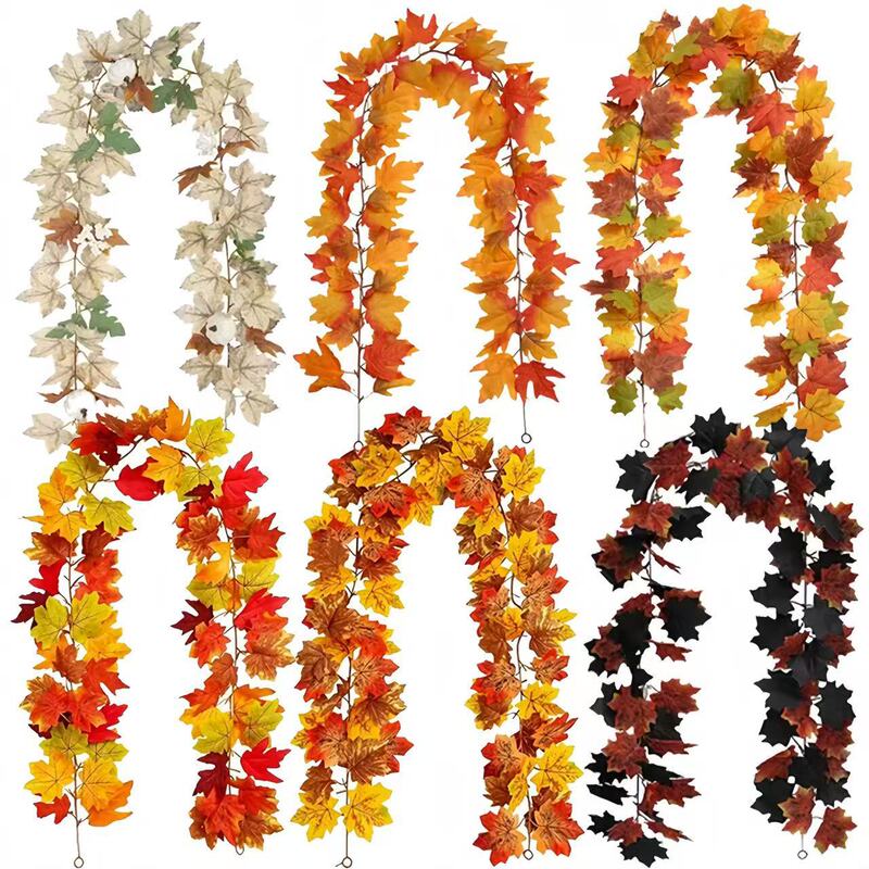 Artificial Autumn Maple Leaf Vines for Thanksgiving and Halloween Decorations