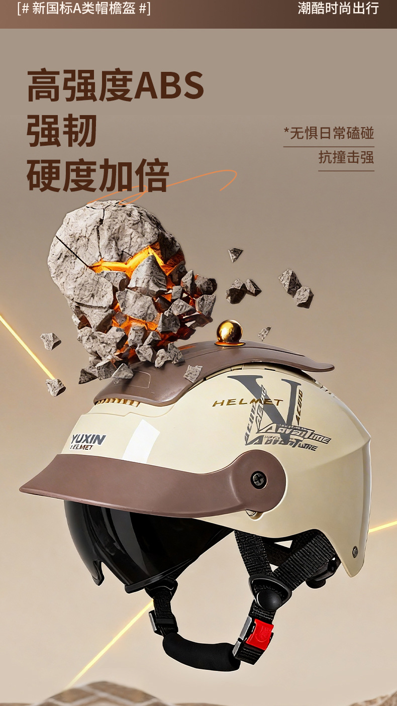 Motorcycle and electric vehicle helmet, summer sun protection, unisex half helmet, 2026 new model, 3C certified, breathable with sun visor