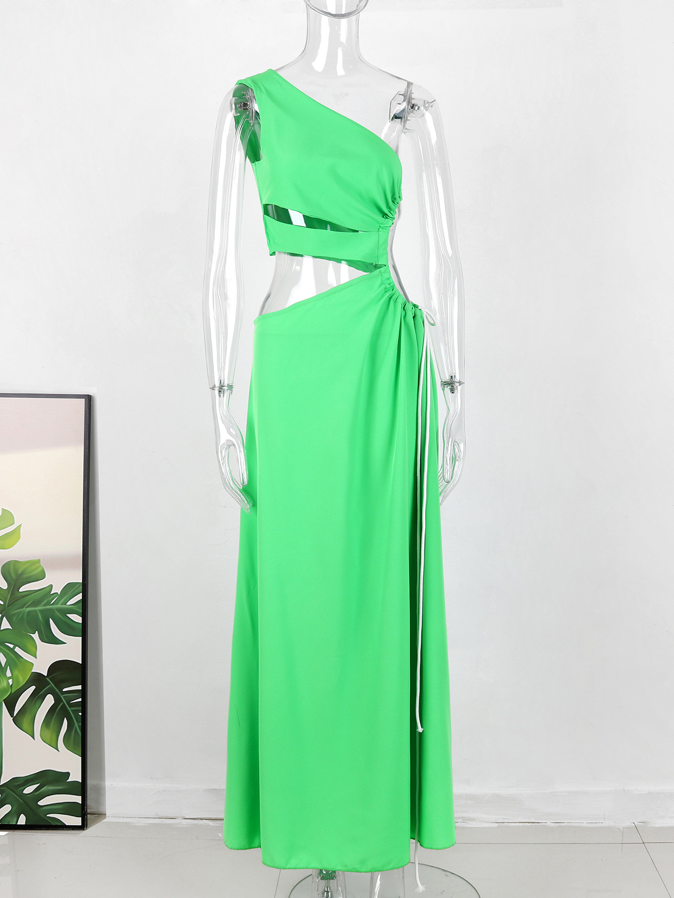 Women's Swing Dress Vacation Oblique Collar Sleeveless Solid Color Maxi Long Dress Daily Beach display picture 3