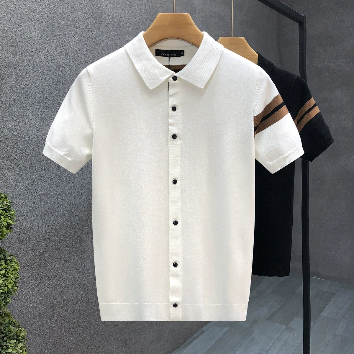 2025 весна и лето новые полосатые кардиганы с короткими рукавами для мужчин модные свитера с половинными рукавами