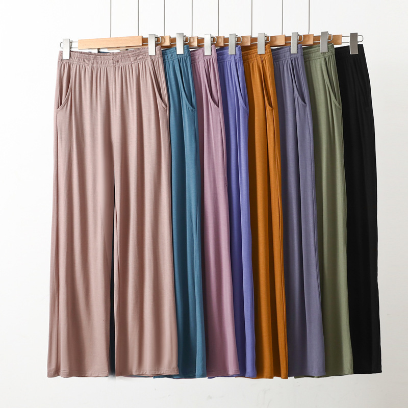 Women's Summer Modal Sleep Pants, Loose Fit, Large Size, Pocket Pants, Wide-Leg Home Pants Women's Summer Modal Sleep Pants, Loose Fit, Large Size, Pocket Pants, Wide-Leg Home Pants