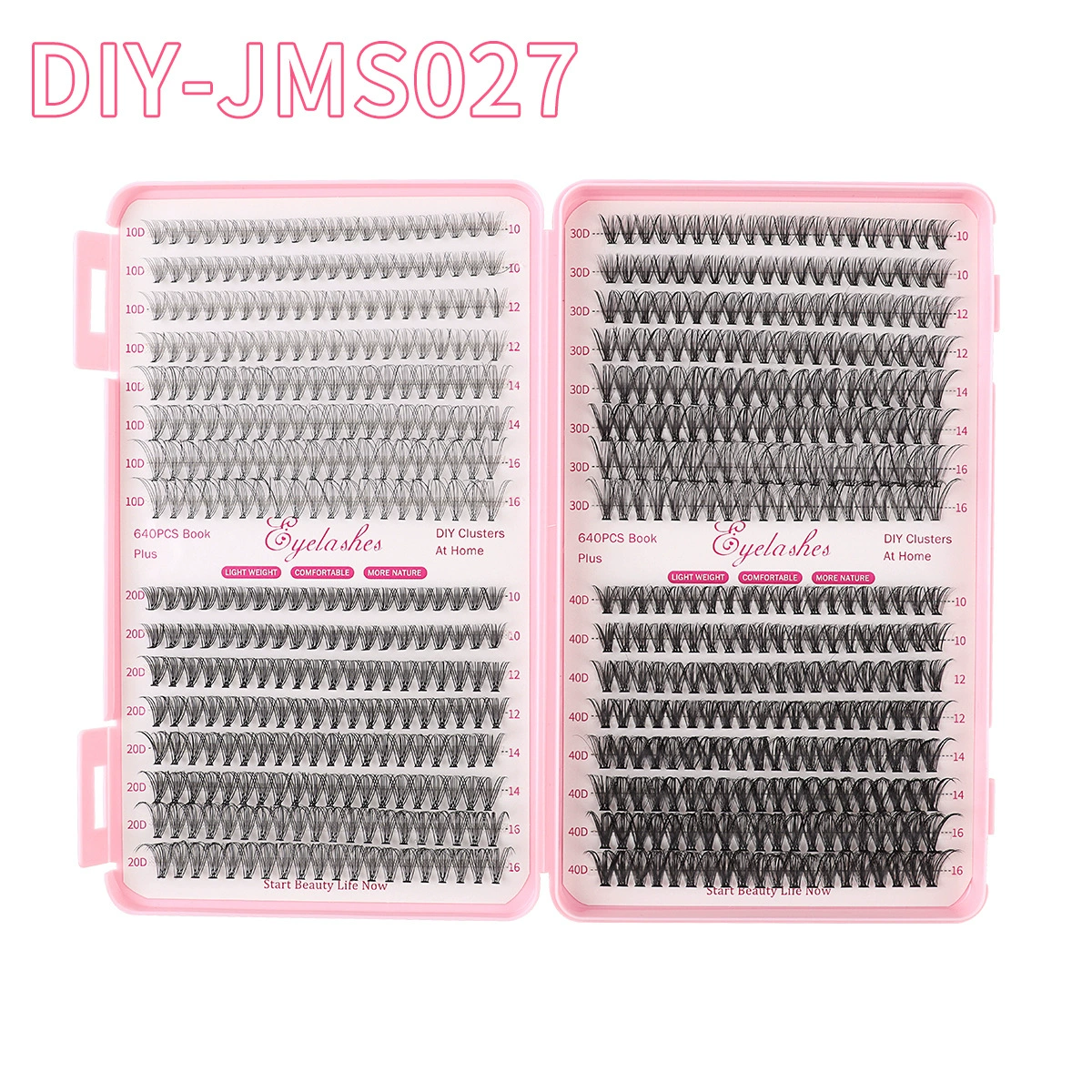 Наборы пучковых накладных ресниц mixed dense DIY, 40/32/отдельные пучки, 640 шт., 0.017 кг