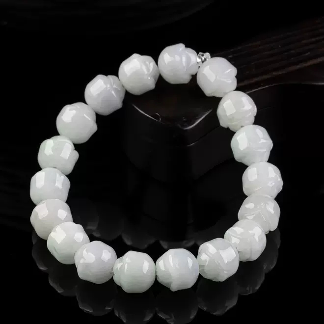 天然A货翡翠玫瑰珠串手链精工老坑糯冰玉石手串古风时尚玉美