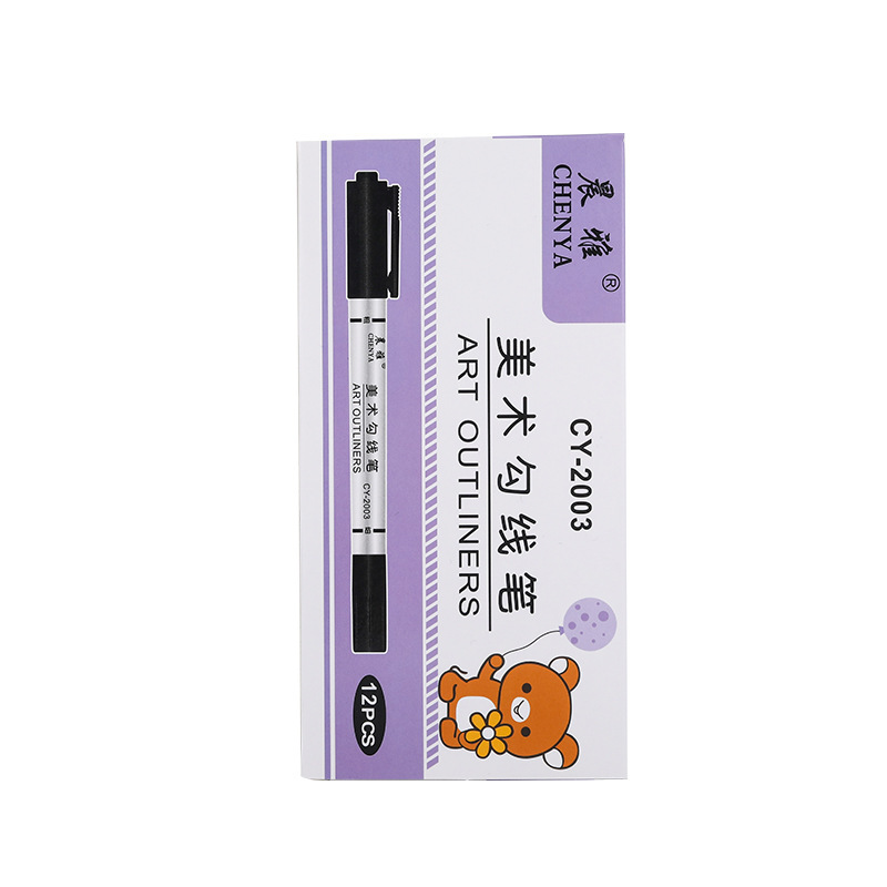 Gran capacidad de arte pluma gancho negro bosquejo pintura al óleo pluma de dibujo de secado rápido pintura sin decoloración pluma marcador