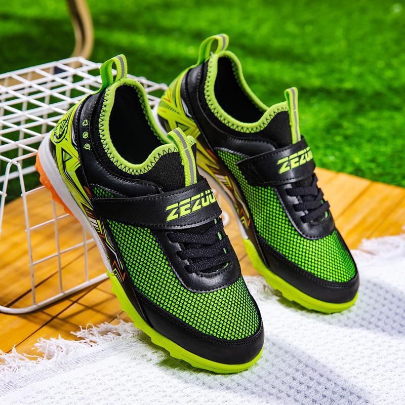 Tenis de Fútbol con Tacos para Niños de Malla, Material PU, Malla y Caucho, Transpirables, para Terreno Firme