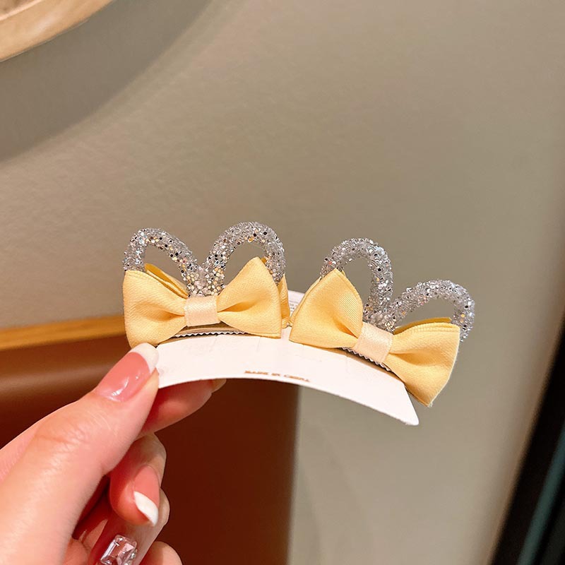 Tela infantil arco orejas de conejo clip para niñas tarjeta de cabello nueva princesa adornamiento de cabello de niña clips frange lateral