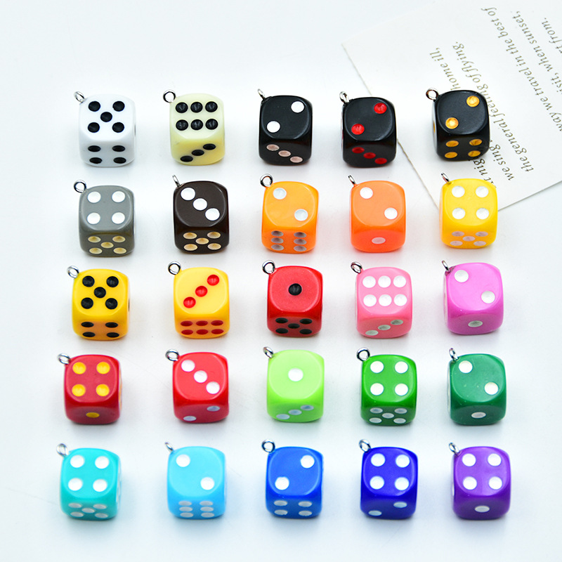 16mm Colorful Acrylic Artificial Dice Dice Pendant Luggage Keychain Pendant Cross-Border DIY Jewelry Accessories