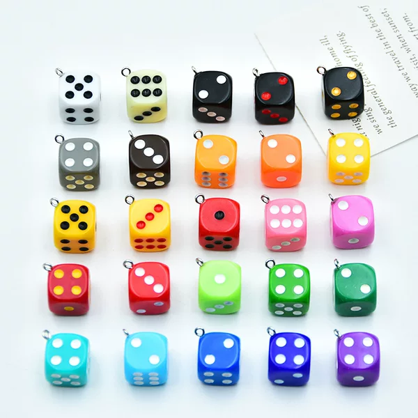 16mm Colorful Acrylic Artificial Dice Dice Pendant Luggage Keychain Pendant Cross-Border DIY Jewelry Accessories