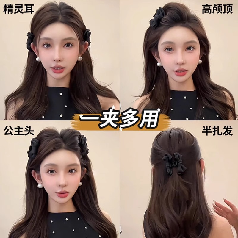 Clip de cabello de arco negro pequeña princesa cabeza agarrando clip de cabello de alta calidad para mujeres frises cortas clip de cabello lateral pinza de cabello