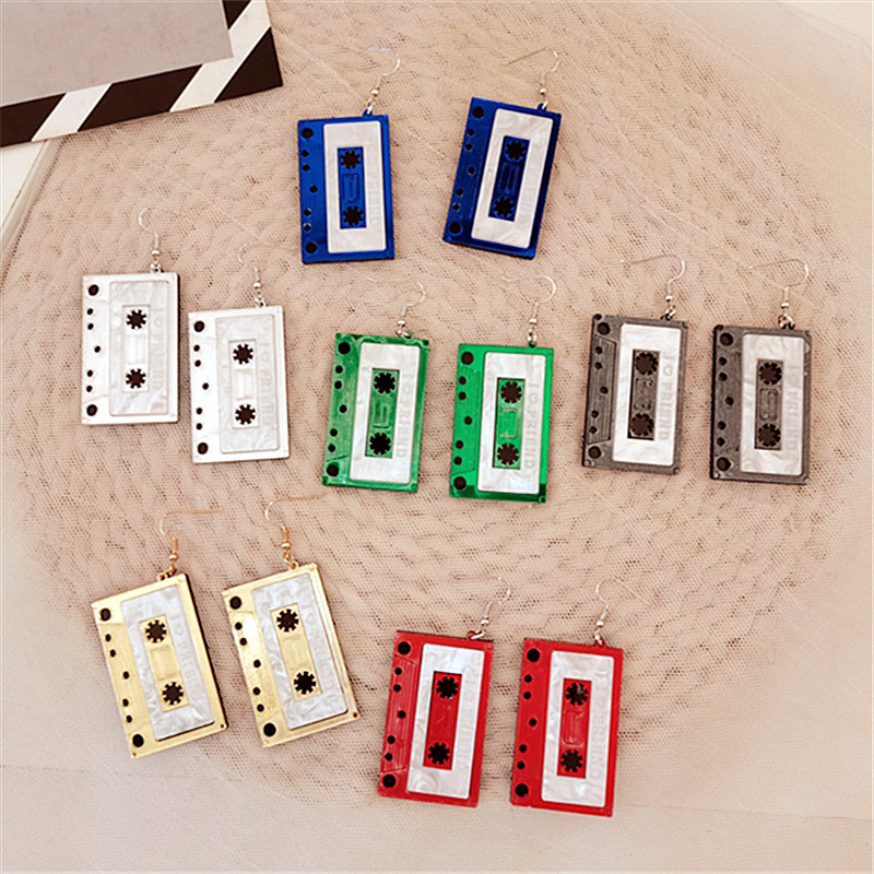 Daily Occasion Acrylic Material 1 Pair Fashion Square Patchwork Arylic Drop Earrings