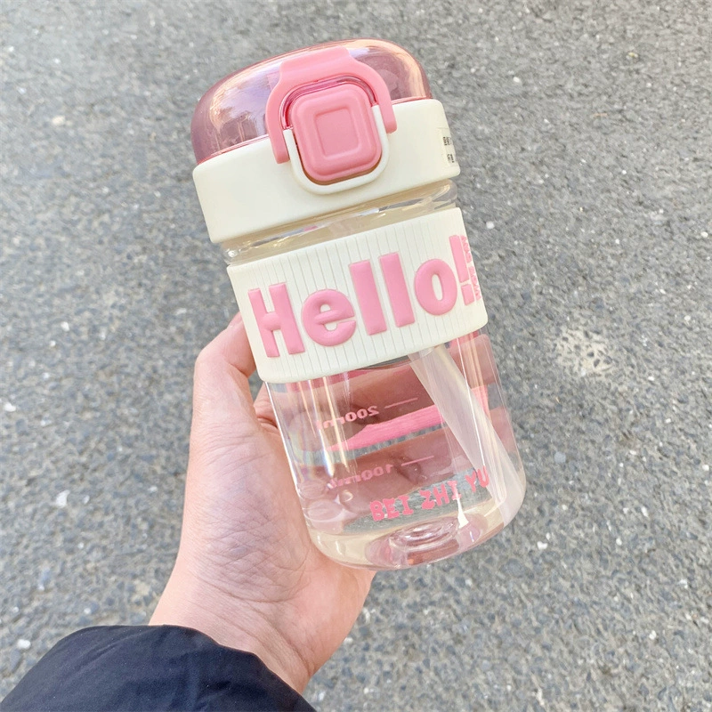 Пластиковая чашка с высоким значением большой емкости новая девушка с шкалой Летняя спортивная чашка с портативной соломкой