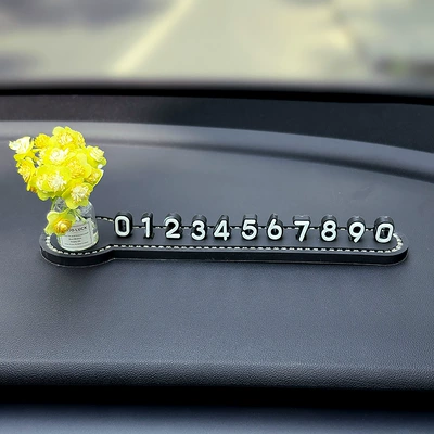 Temporary Car Parking Number Plate Nömrəli dayanma kartı - yellow-peach-blossom-three-dimensional-diamond-encrusted-stop-sign