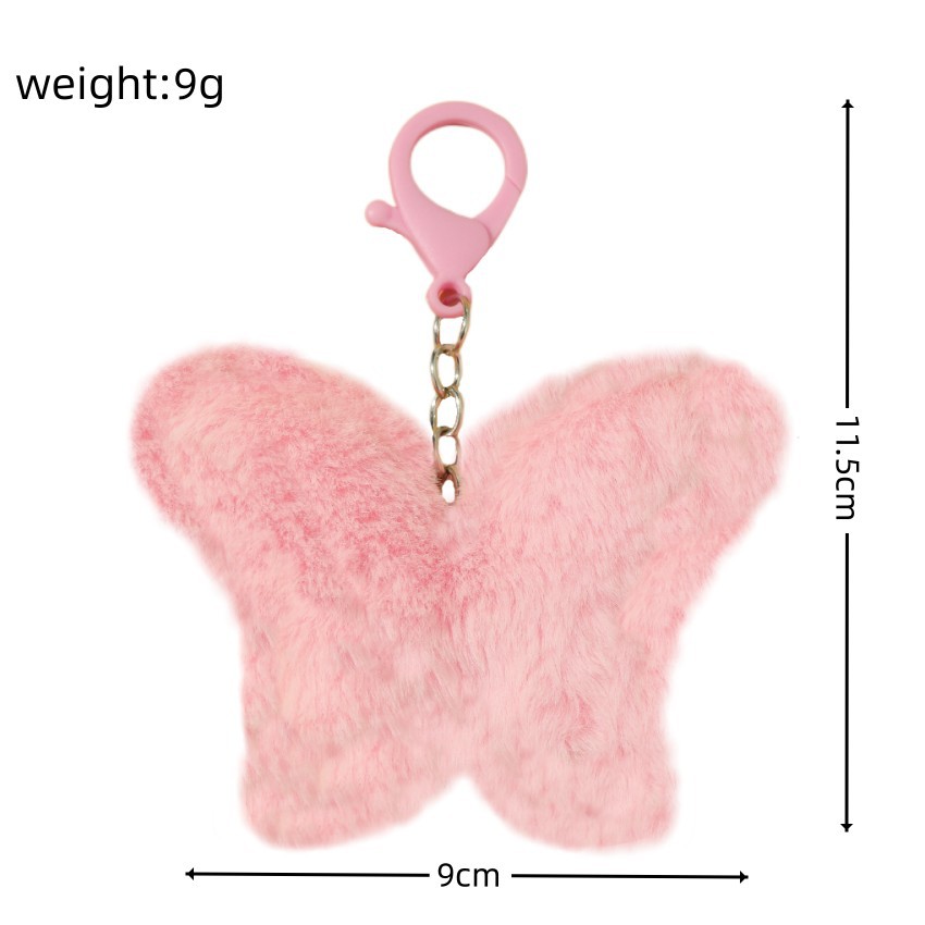 26g Weight Cute Butterfly Imitation Fur Plastic Unisex Bag Pendant Keychain
