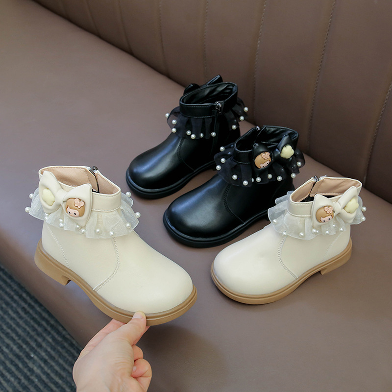 女童靴子2025秋季新款儿童短靴皮靴单靴女孩公主鞋马丁靴中大童靴