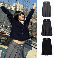 宋雨琦FATE同款韩国crank复古拼色格纹木耳花边A字百褶伞裙半身裙