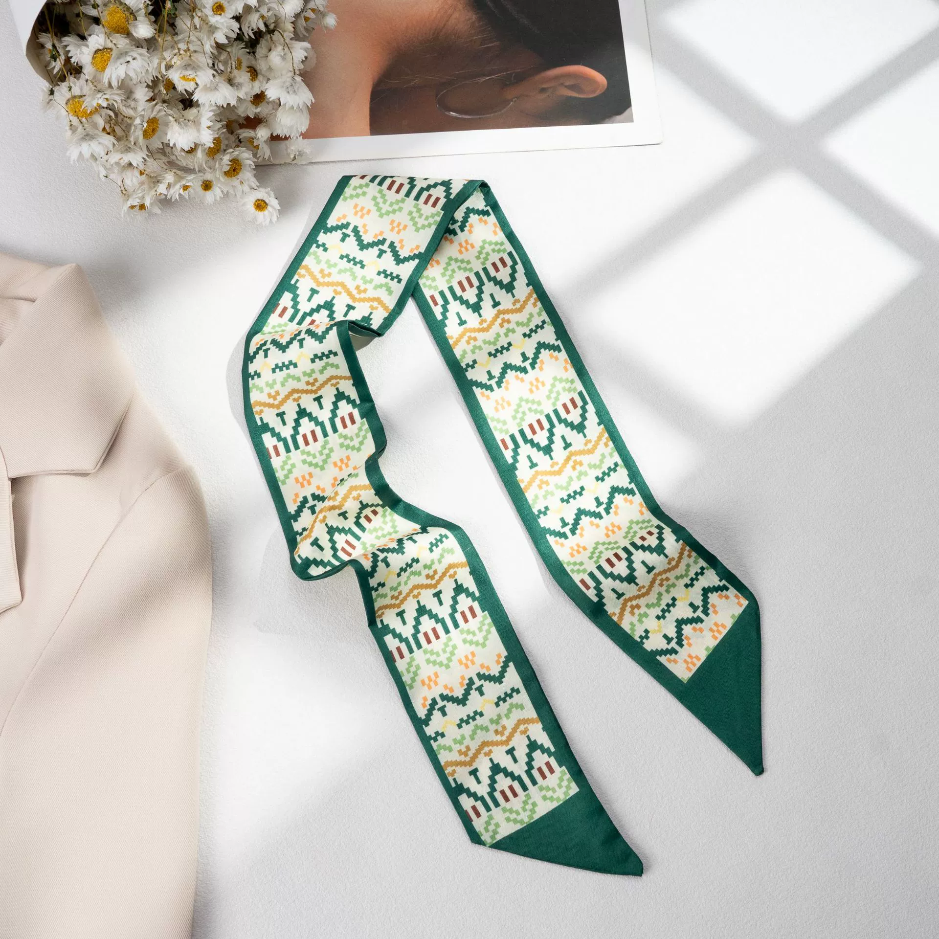 Silk Scarf Hairband (Suhang) long streamer 89×3.8 cm, lightweight gift box option