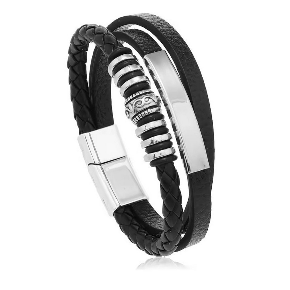Men's Braided Leather Bracelet Waterproof And Hypoallergenic_voghion.com