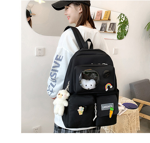 Women's Medium All Seasons Canvas Solid Color Fashion Square Zipper Functional Backpack display picture 4