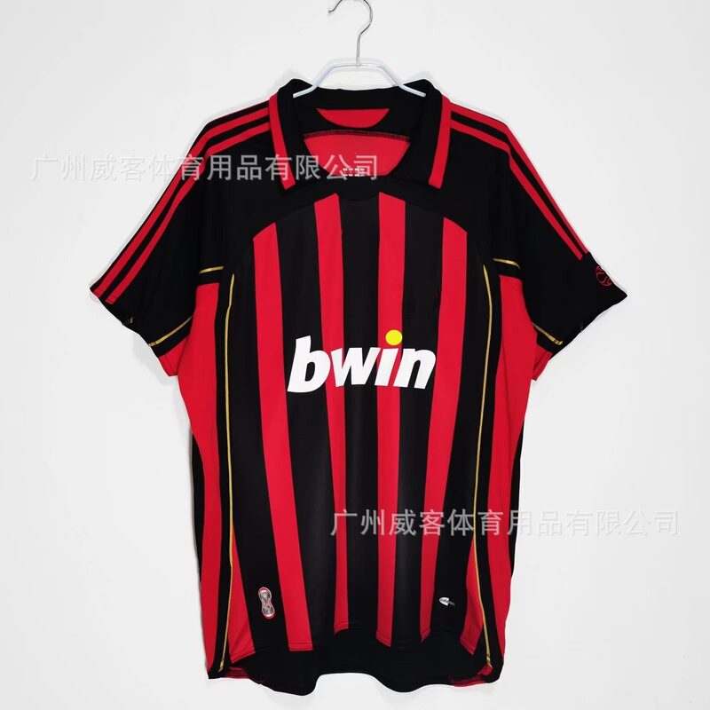 06~07 Retro Ac Milan Champions League Final Version No. 22 Home and Away Short and Long-Sleeved Sports T-Shirt Football Player Version