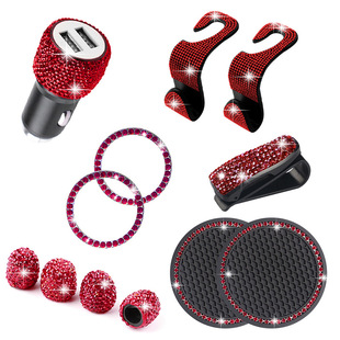 Cross-Border special for new diamond jewelry car Diamond hook car one-button start decorative ring valve set