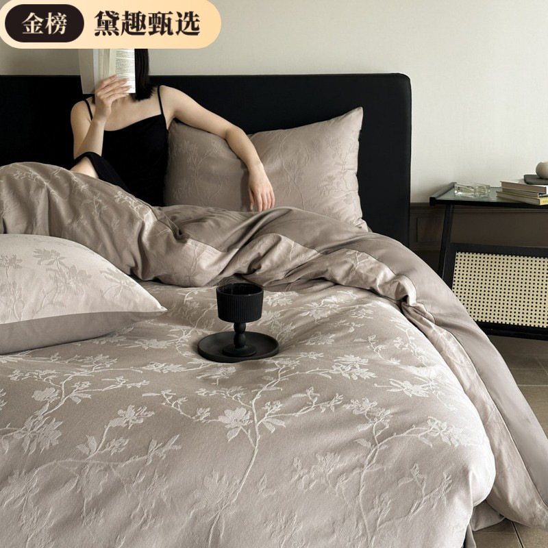 源头厂家2025款纯棉厚织全棉大提花单人三件套床单床笠家用四件套