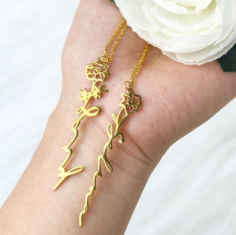 Fashion Simple Style Flower Stainless Steel Plating Necklace