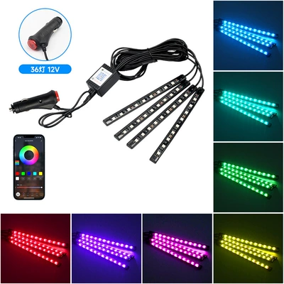 light car modified led eight | Other lights - one-drag-four-36-lights-cigarette-lighter-head-app-colorful