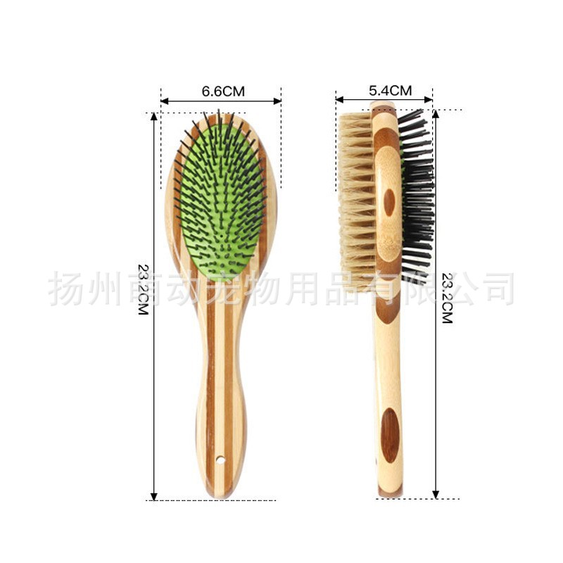 컬러풀한 대나무 녹색 가죽 머리 검정 바늘 양면 빗